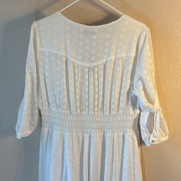 Floryday White cotton, summer Maxi Dress with white string, tassels, and buttons - Picture 7 of 8
